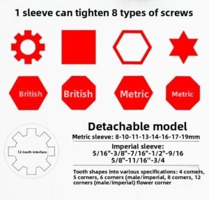 Multifunctional socket wrench set 8-in-1 German multi-use 360 degree 8-21mm